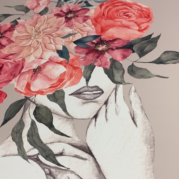 Watercolor Floral Woman Portrait Wall Art Illustration Print Poster Unframed - Picture 12 of 17